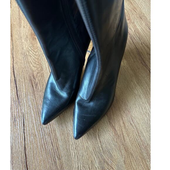 Donna Karan Black Leather Mid Calf Boots Size 8.5 - Picture 3 of 7